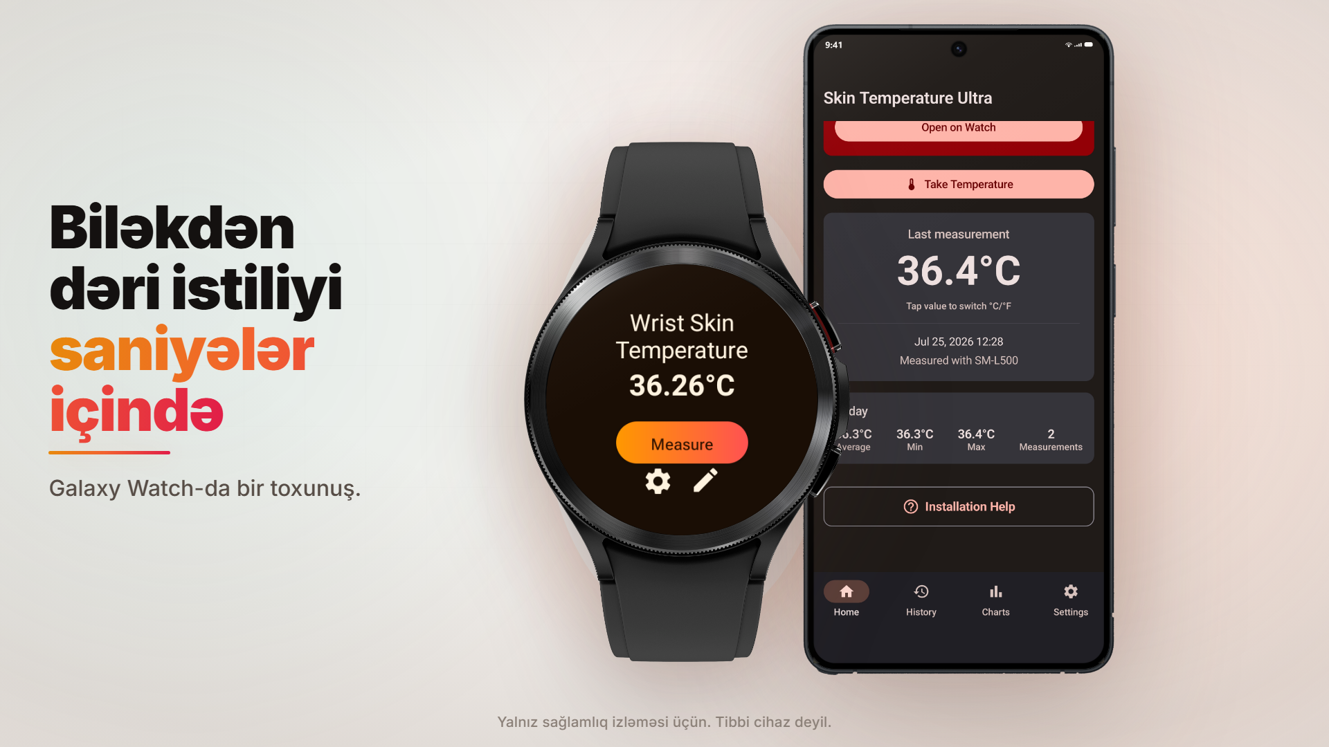 Galaxy Watch-da bilək dərisinin temperaturunu hansı tətbiq ölçür?