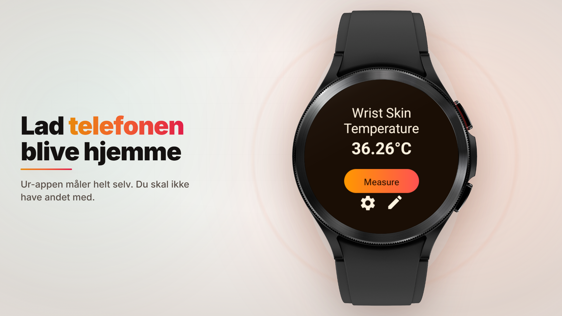 Selvstændig Galaxy Watch-app der viser hudtemperaturen på håndleddet uden en telefonapp
