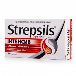 Стрепсилс Интенсив с мёдом и лимоном леденцы для горла, 16 шт.