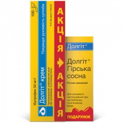 Долгит крем при болях в суставах и мышцах, 50 мг/г, 100 г + Долгит Горная сосна раствор накожный, 100 мл Акция 