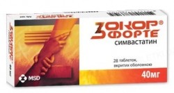 Зокор форте таблетки по 40 мг, 28 шт.