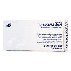 Тербинафин таблетки по 250 мг, 10 шт.