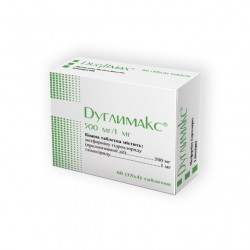 Дуглимакс таблетки при диабете, 500 мг/1 мг, 60 шт.