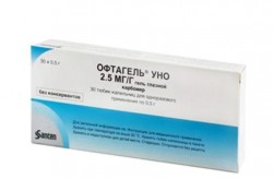 Офтагель Уно гель для глаз, 2,5 мг/г, по 0,5 г в тюбике-капельнице, 30 шт.