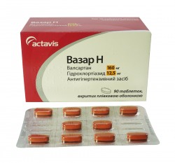 Вазар Н таблетки по 160 мг/12,5 мг, 90 шт.
