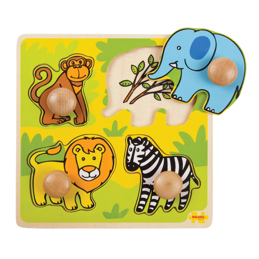 Bigjigs Toys My First Wooden Peg Puzzle (Safari) Chunky Jigsaw Pieces