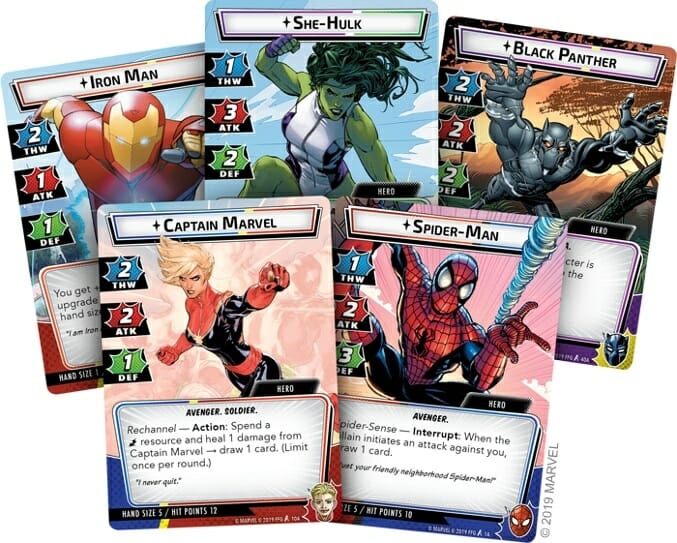 Iron Man, Captain Marvel, Spider-man, Black Panther and She-Hulk