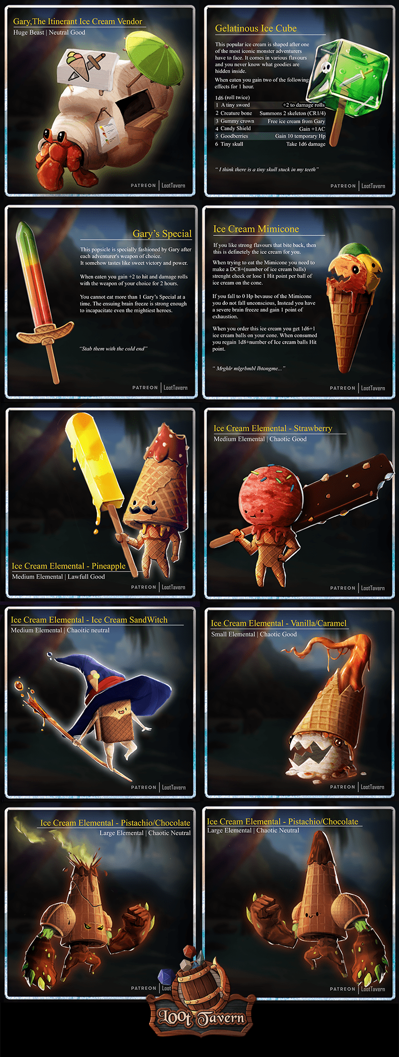 Loot Tavern ice cream homebrew items
