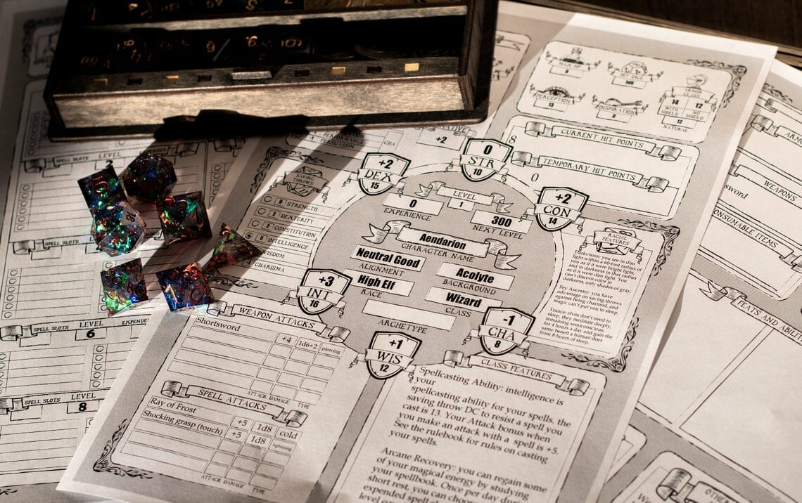Medieval style D&D 5e character sheets