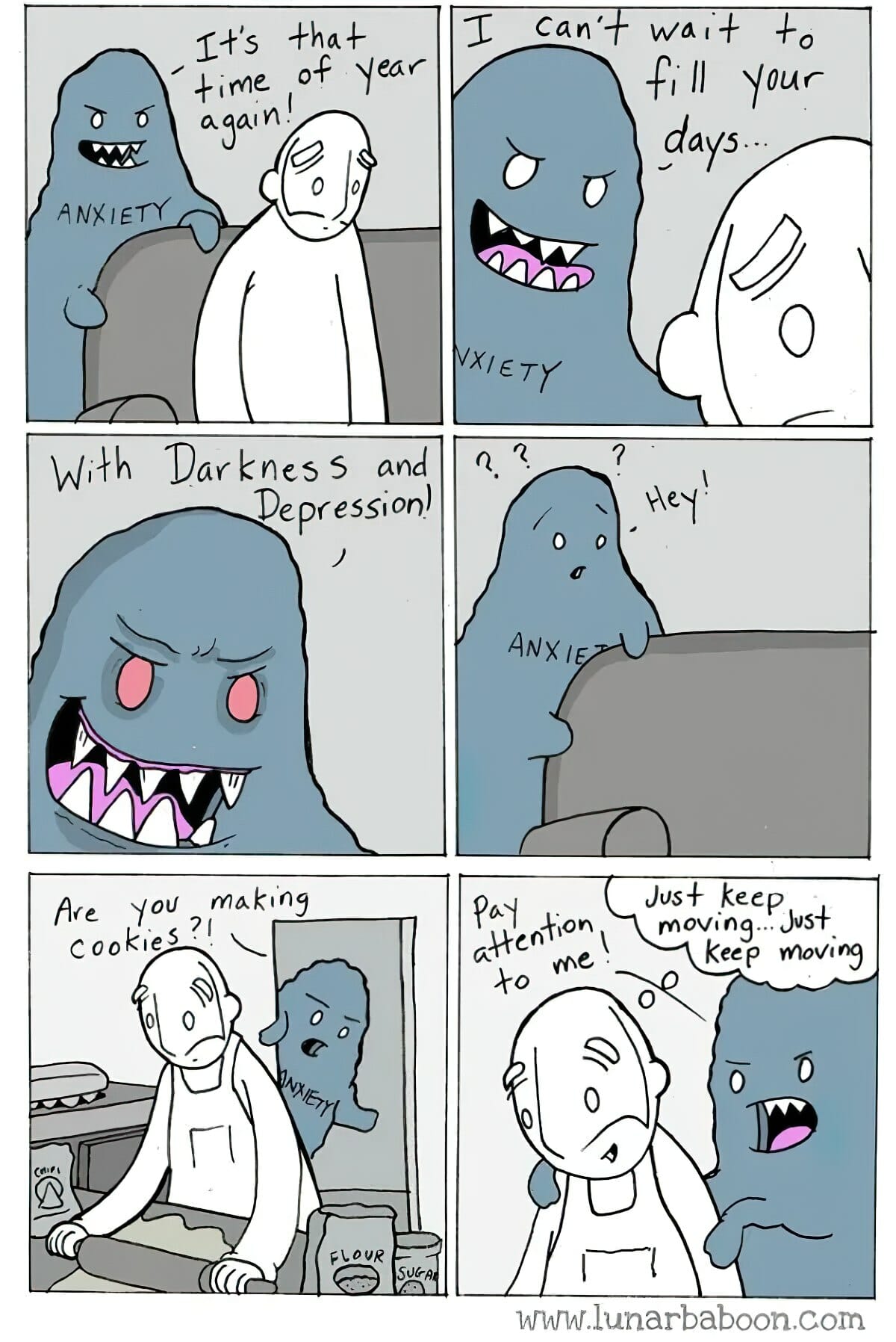 Anxiety monster defeated by offer of cookies