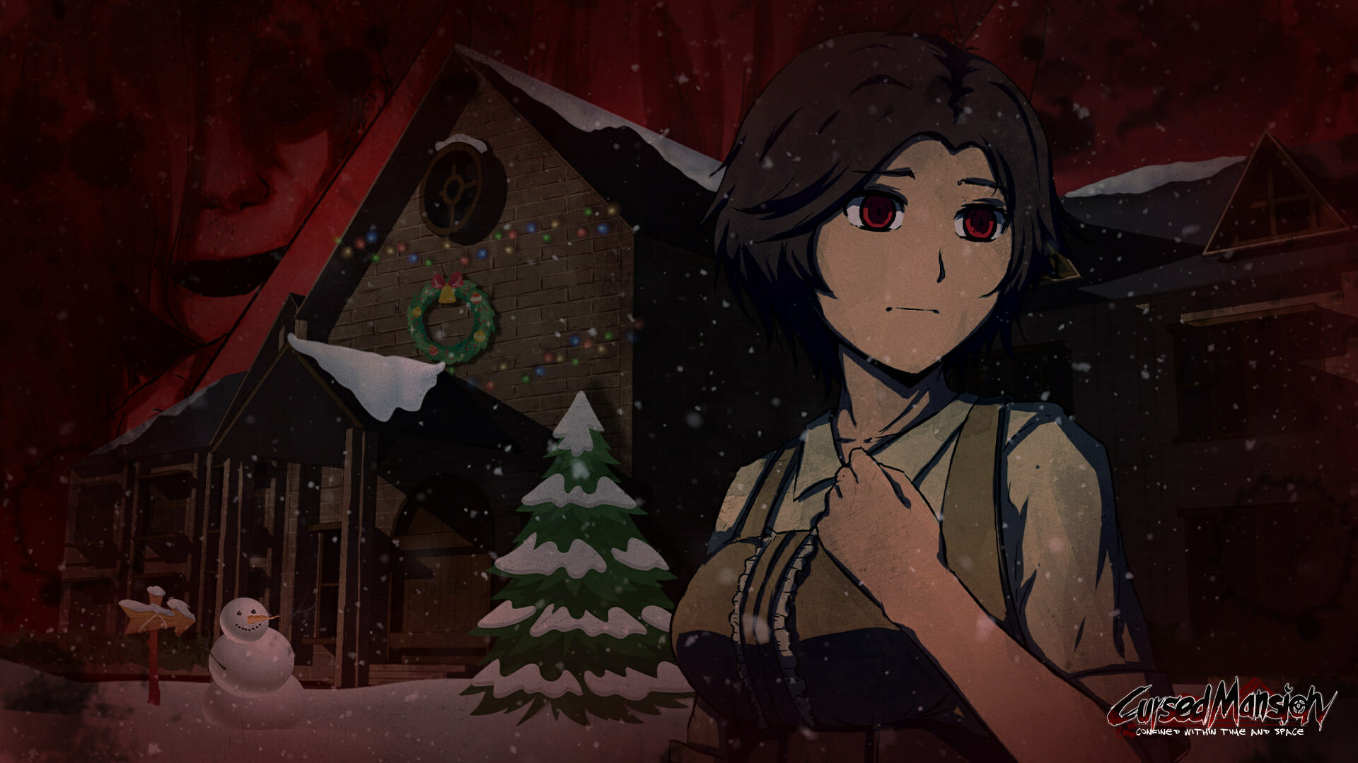 Cursed Mansion - Christmas tree and snow inside