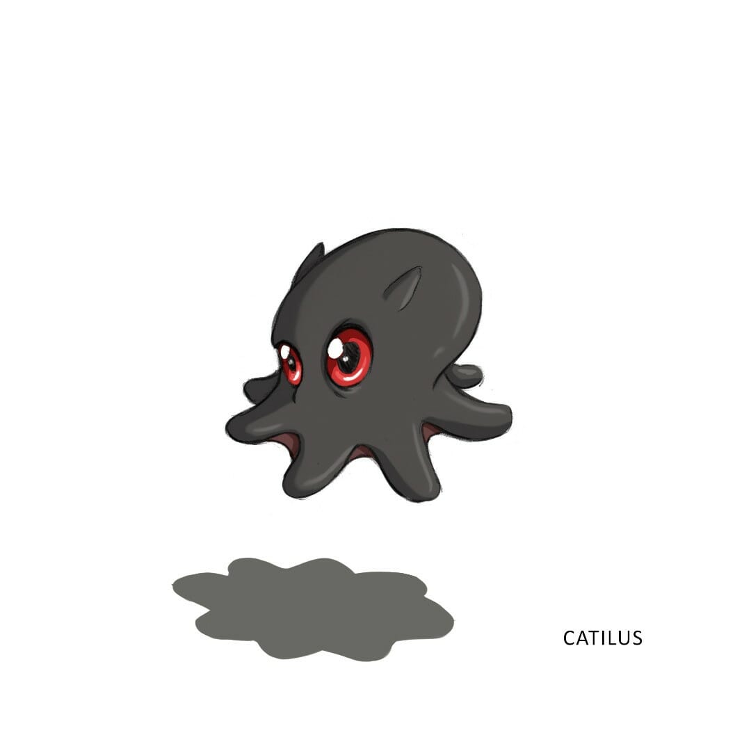 Cute floating squid