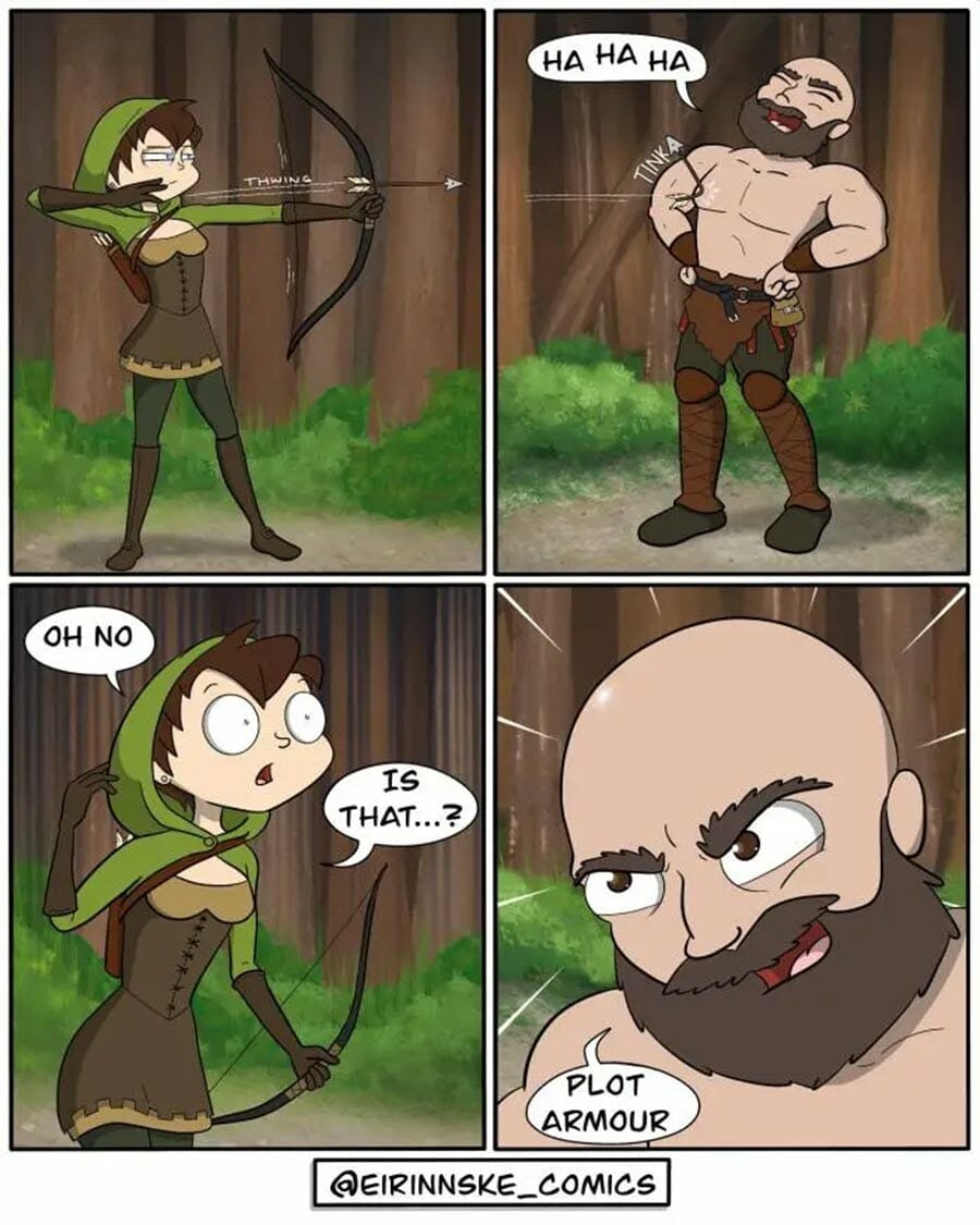 Arrow bounces off bare torso