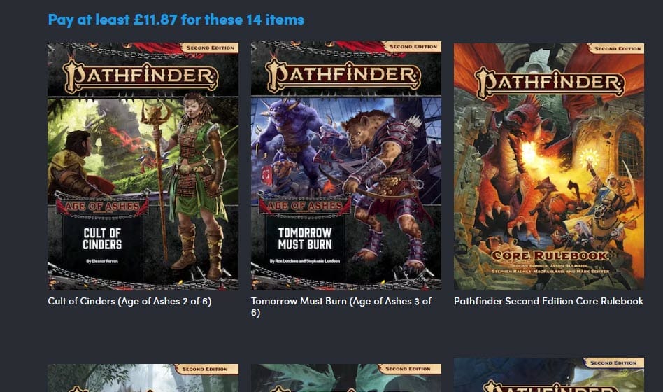 Pathfinder 2e £11.87 tier