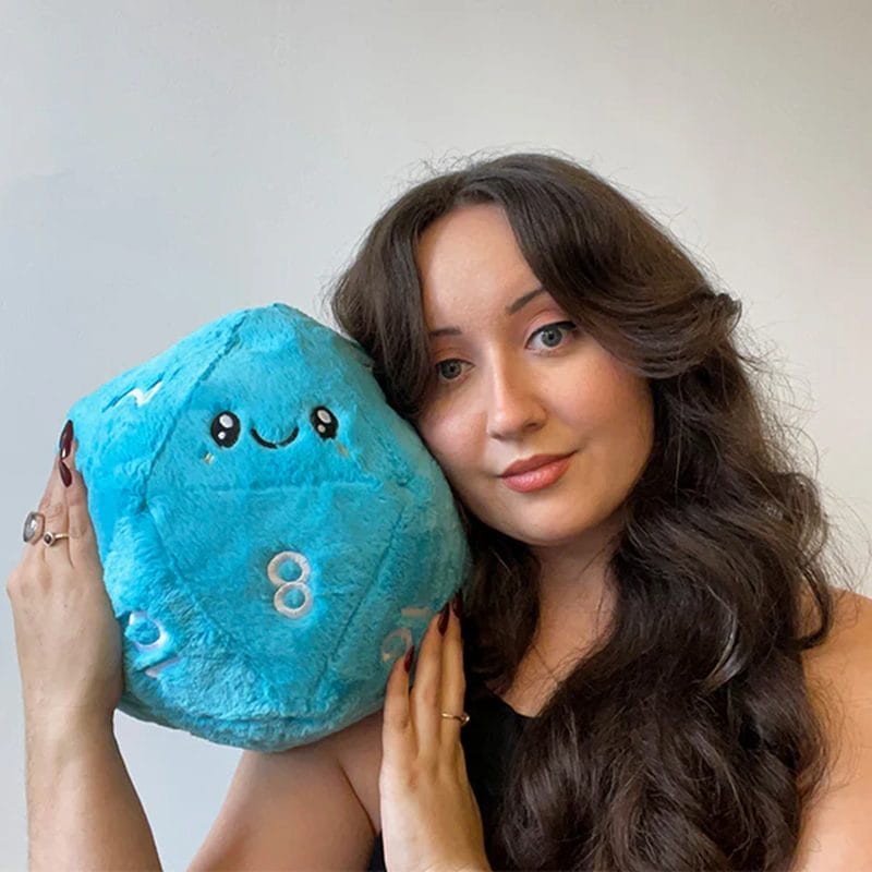blue d20 plushy