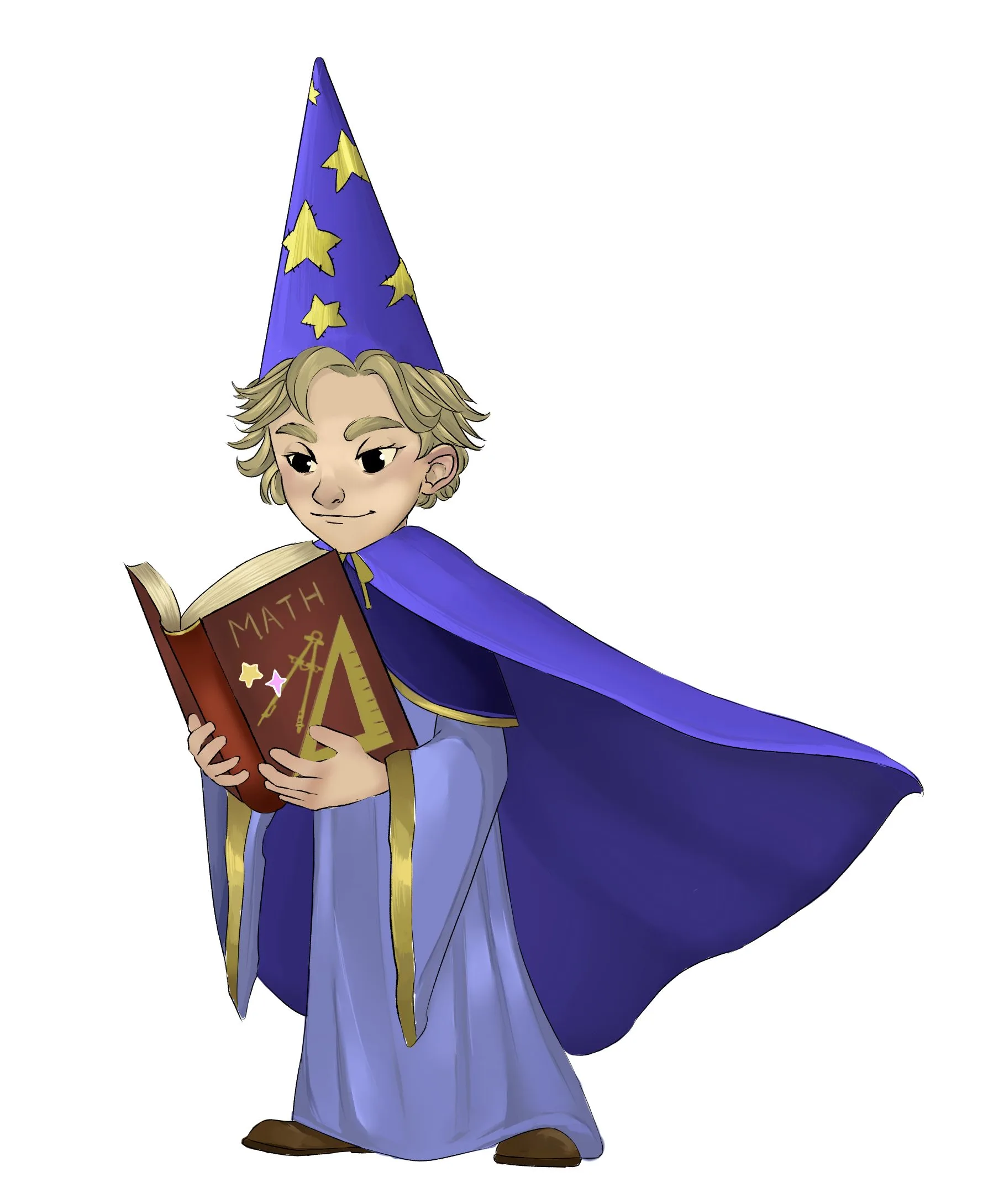 Young wizard holds math book