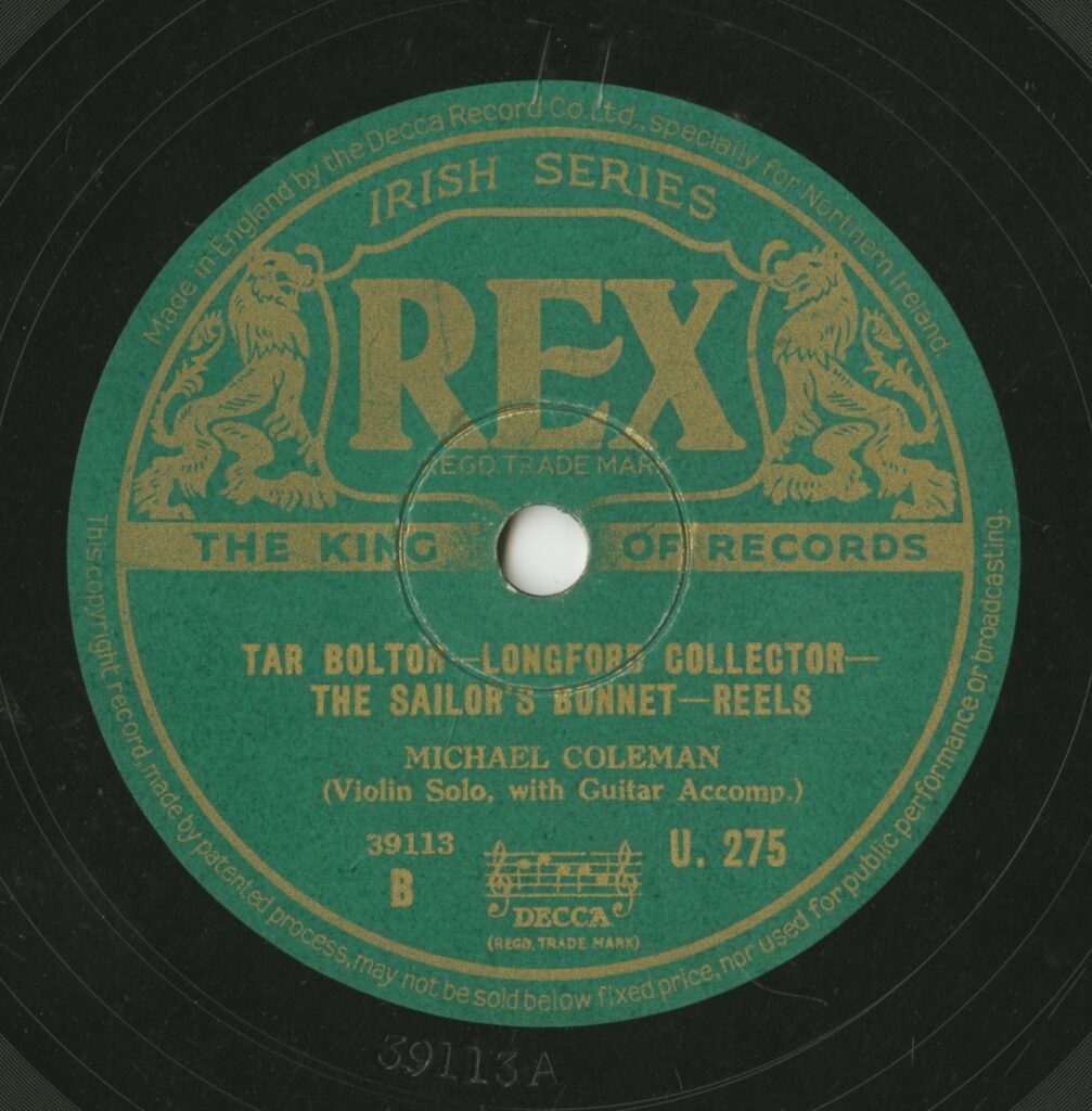 An acetate disc that contains Michael Coleman recordings.