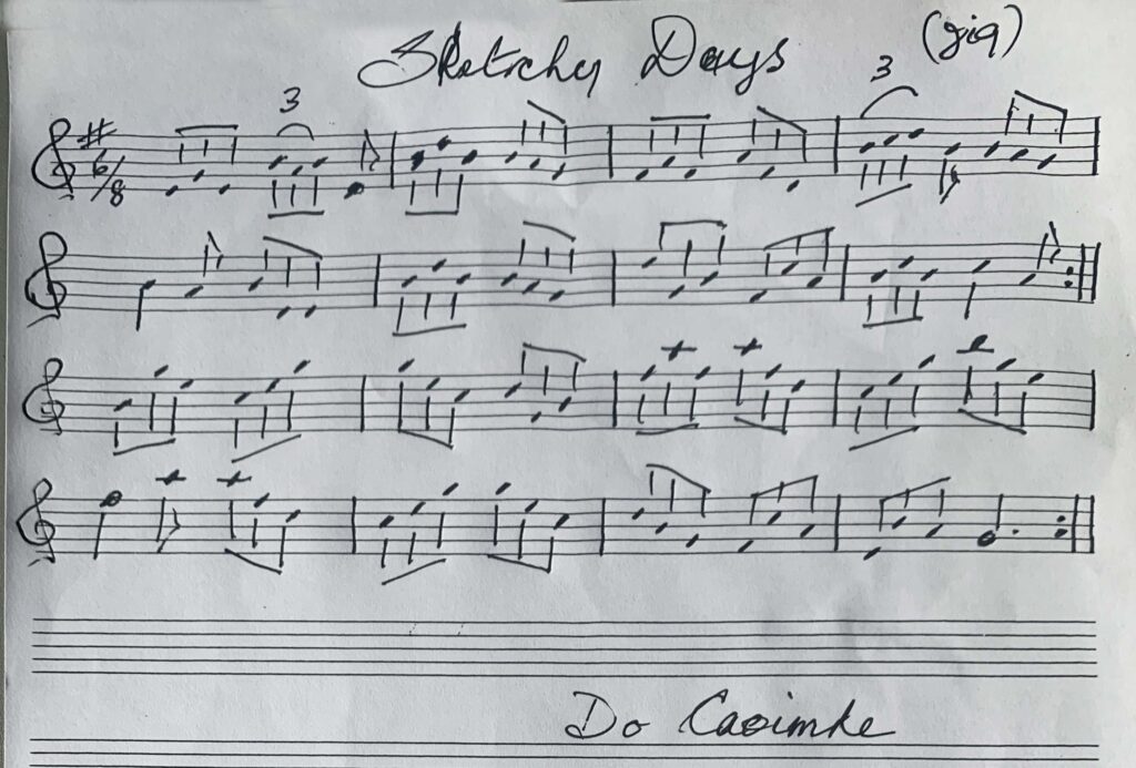 Transcription for Sketchy days in Néillidh's own hand