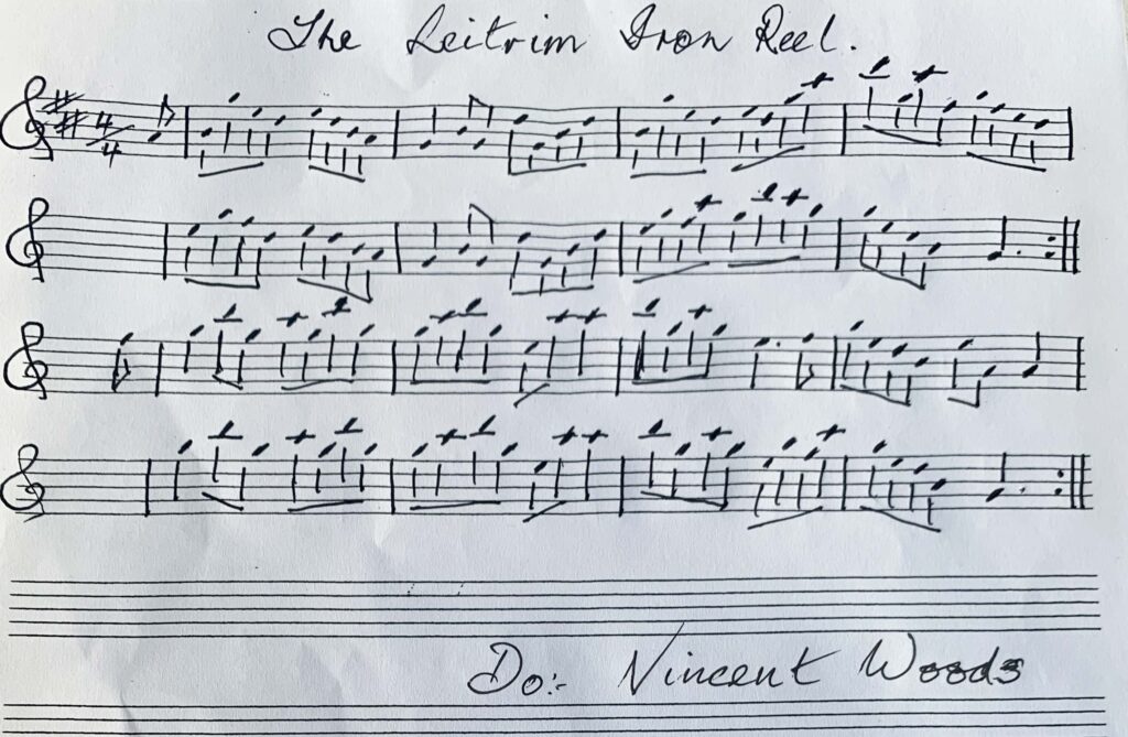 Notation for the Leitrim Iron in Néillidh's own hand