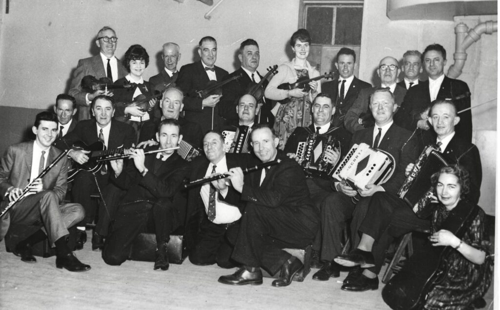 A large group of musicians from the Irish Musicians association