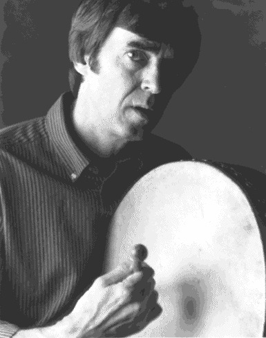 Jesse Winch playing bodhrán
