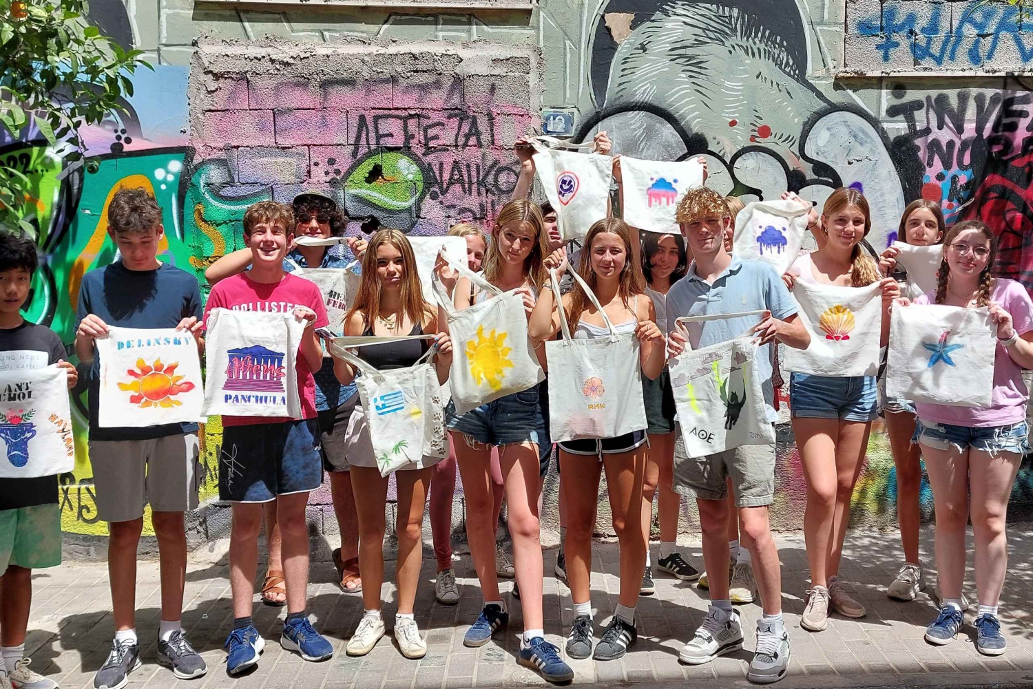 Atenas: Workshop de graffiti e experiência de pintura de sacos de pano