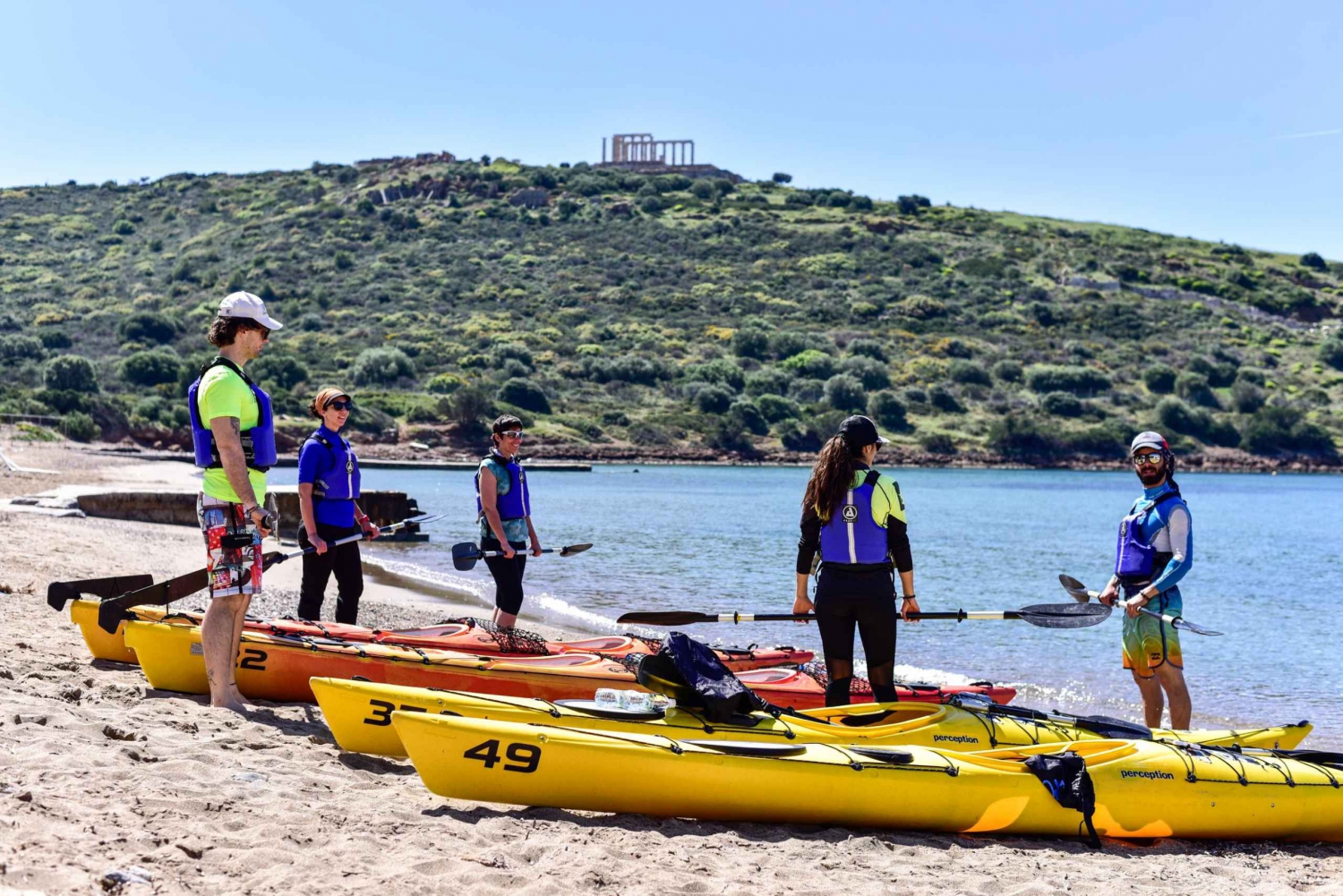Vanuit Athene: Kaap Sounion rondleiding per kajak met lunch