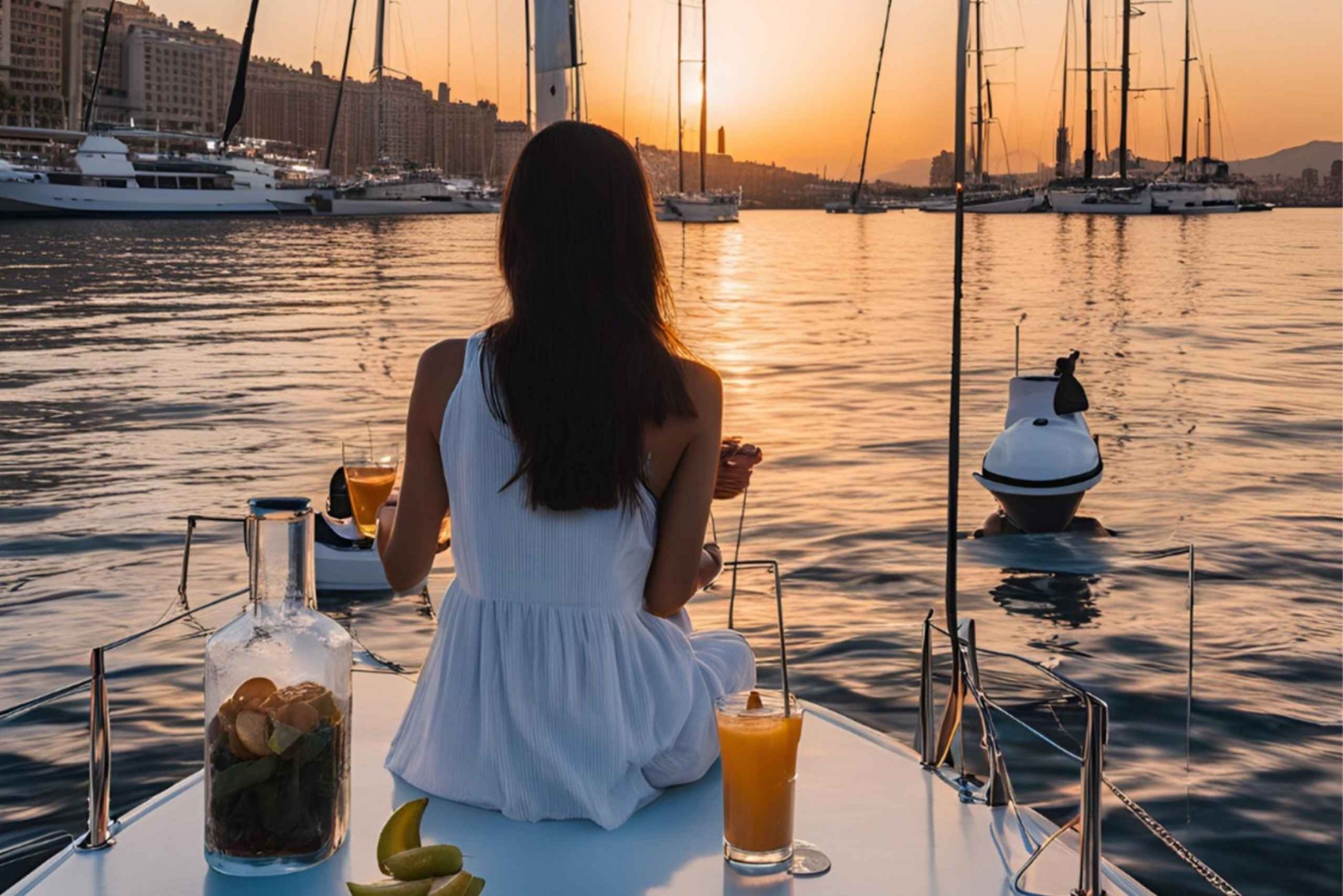 Barcelona: Sunset Sailboat Cruise with Drinks and Snacks