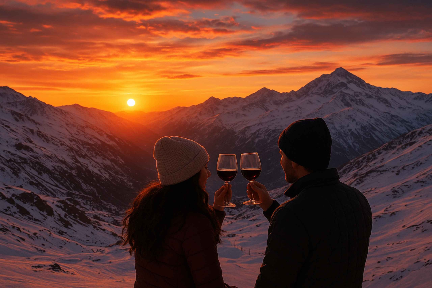 Santiago: Solnedgang i bjergkæden Valle Nevado + Valle del Ovni & Picnic