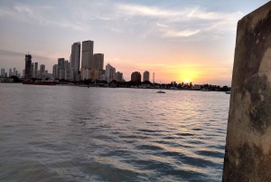Cartagena: Solnedgang på båt i bukten med åpen bar og musikkshow!