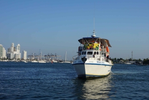 Cartagena: Wycieczka łodzią białą nocą z kolacją i otwartym barem