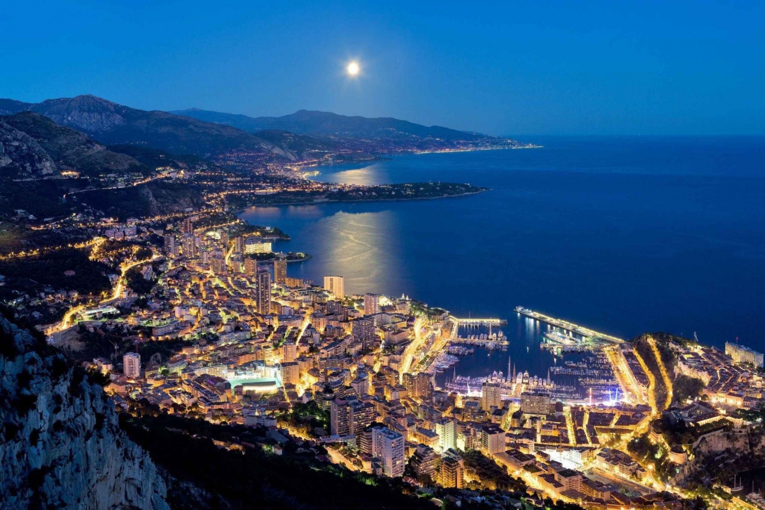 Monaco en Monte-Carlo bij nacht met privéchauffeur/gids