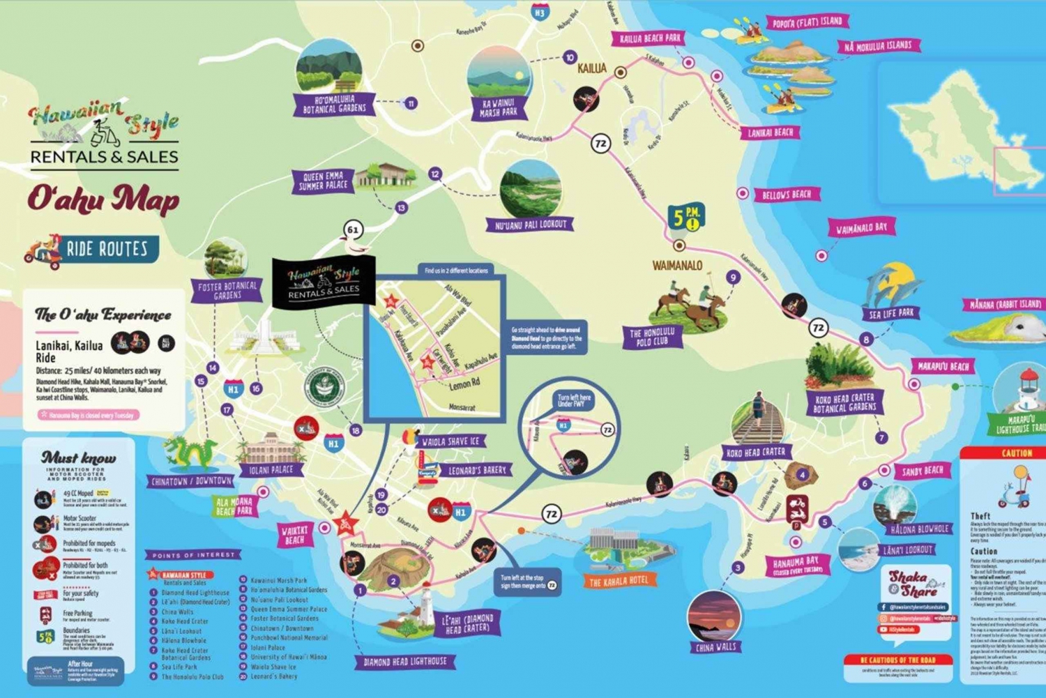 Lemon Rd: Waikiki Scooter Rental Lanikai & Kailua Beach Ride