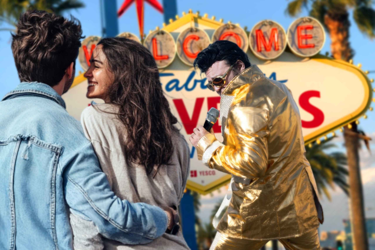 Las Vegas: Guld Elvis-løftefornyelse eller bryllup ved velkomstskiltet