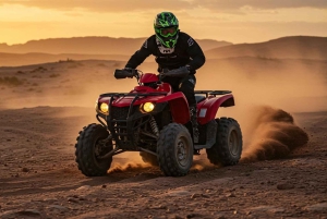 マラケシュ：アガファイ砂漠で四輪バギー＆夕暮れどきのラクダ乗り、ディナーショー