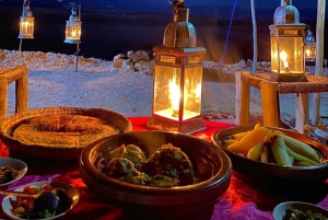 マラケシュ：アガファイ砂漠のサンセット＆ラクダ乗り、ディナーショーをお楽しみください