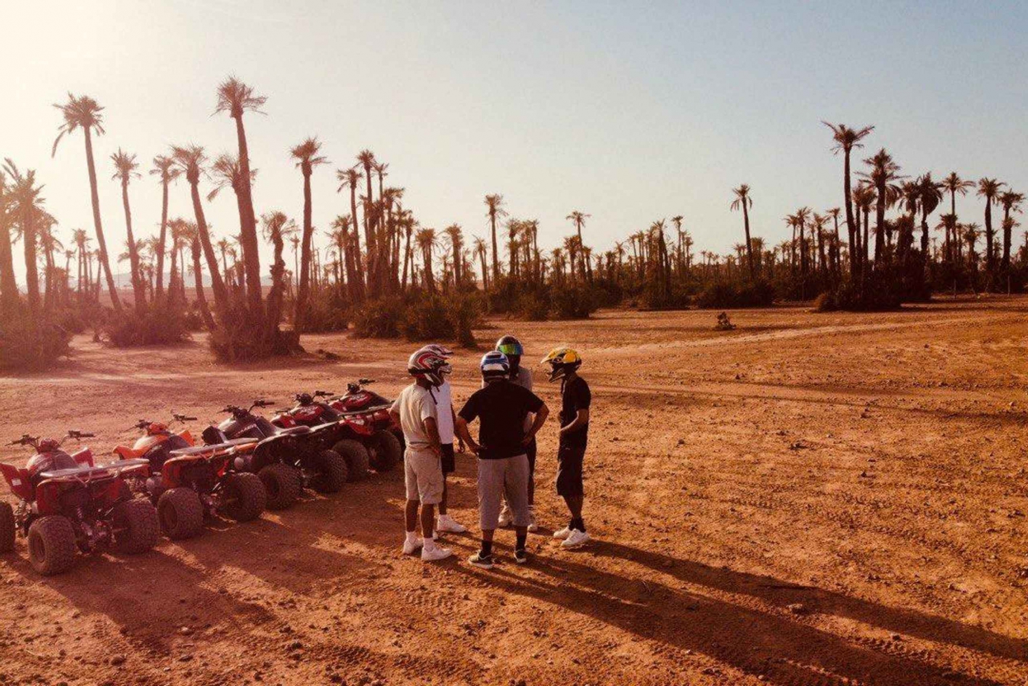 Fyrhjuling i Marrakech ökenpalmslund