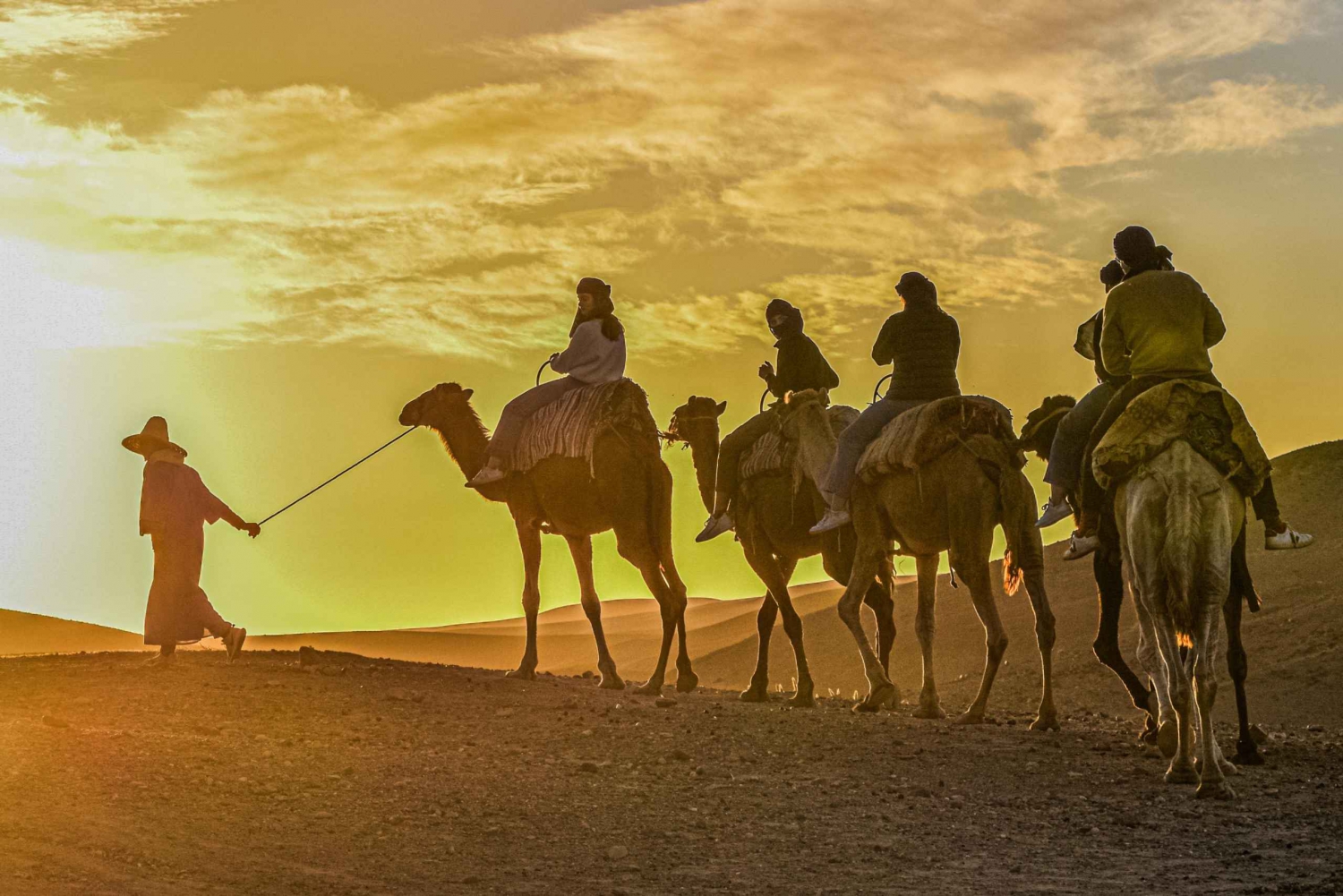 Przejażdżka na wielbłądzie o zachodzie słońca z autentyczną kolacją w oazie
