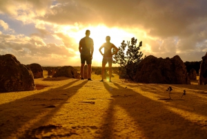 Fra Perth: Pinnacles Sunset og Stargazing Tour med middag