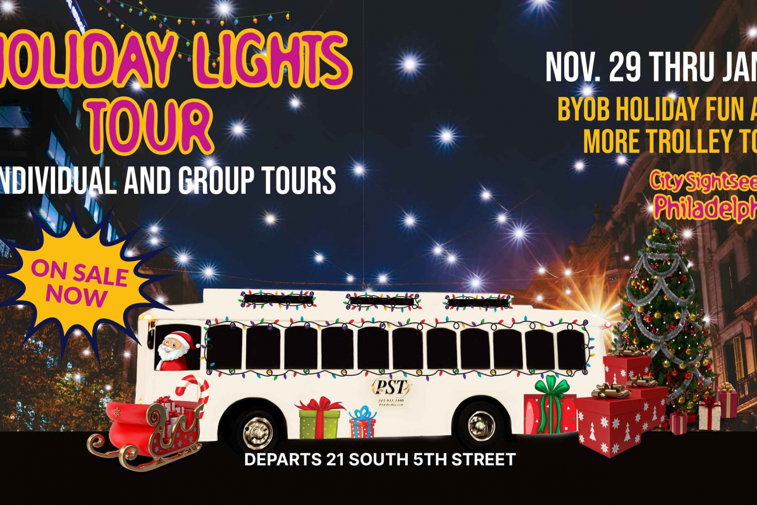 Philadelphie : Holiday Lights Trolley Tour BYOB