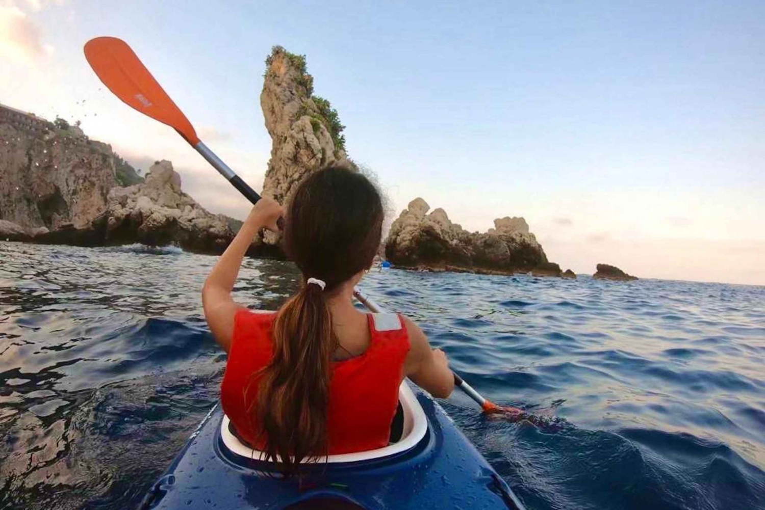 Taormina: Kayak Coastal Tour to Isola Bella and Blue Grotto