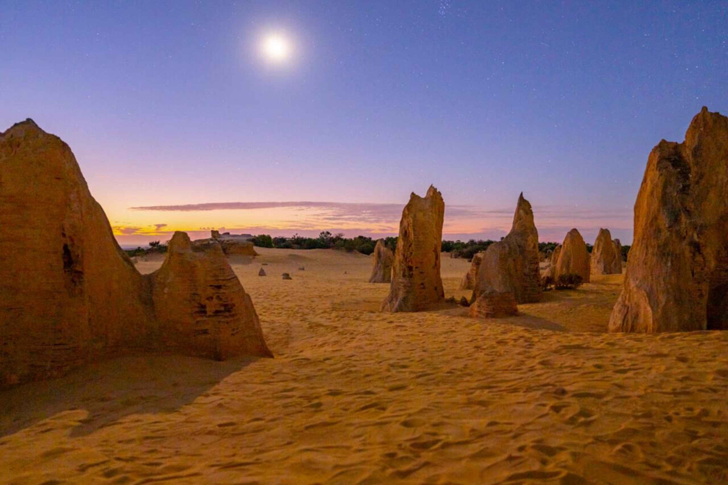 Fra Perth: Pinnacles Sunset and Stargazing-tur med middag i solnedgang og stjerneskudd