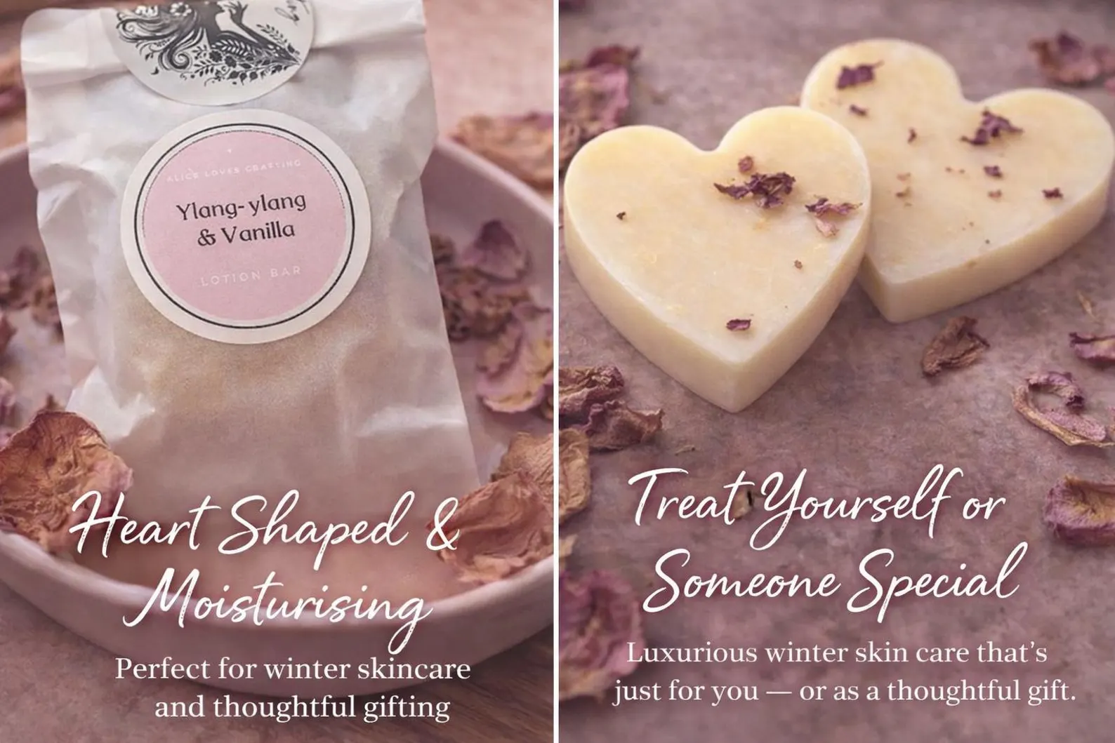 Ylang-Ylang Vanilla Lotion Bar: Heart-Shaped, Mango and Shea Butter