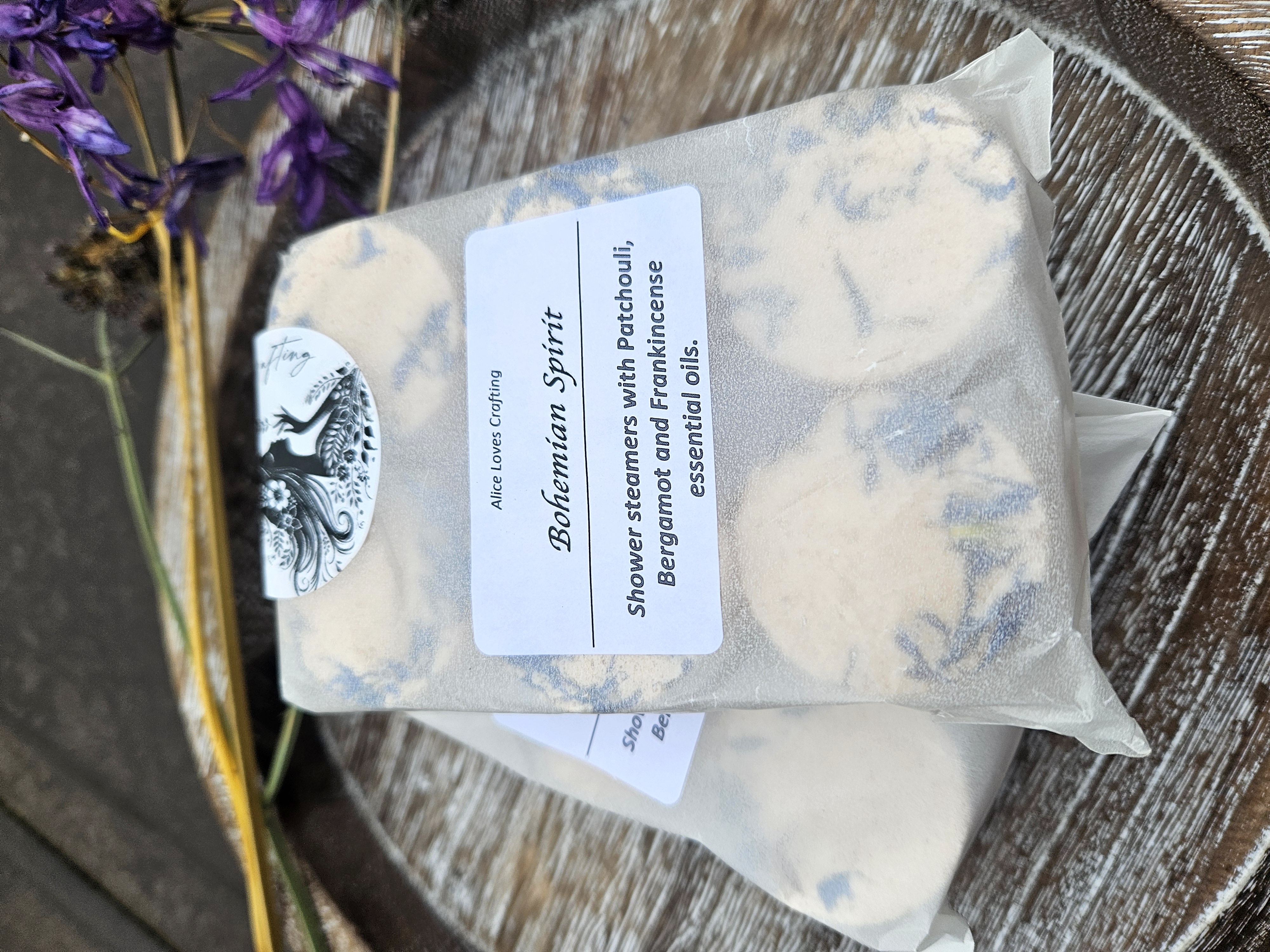 Bohemian Spirit Shower Steamers gift set, Patchouli Bergamot Frankincense Aromatherapy (Pack of 6)