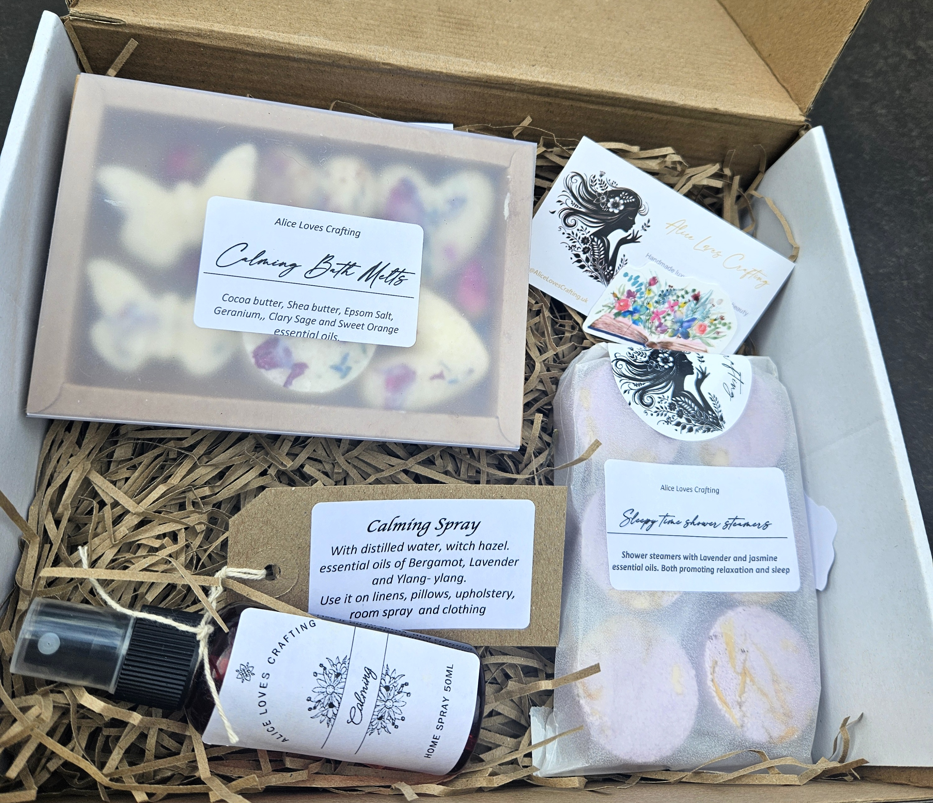 Natural Spa Gift Set, Bath Melts, Shower Steamers, Calming Spray