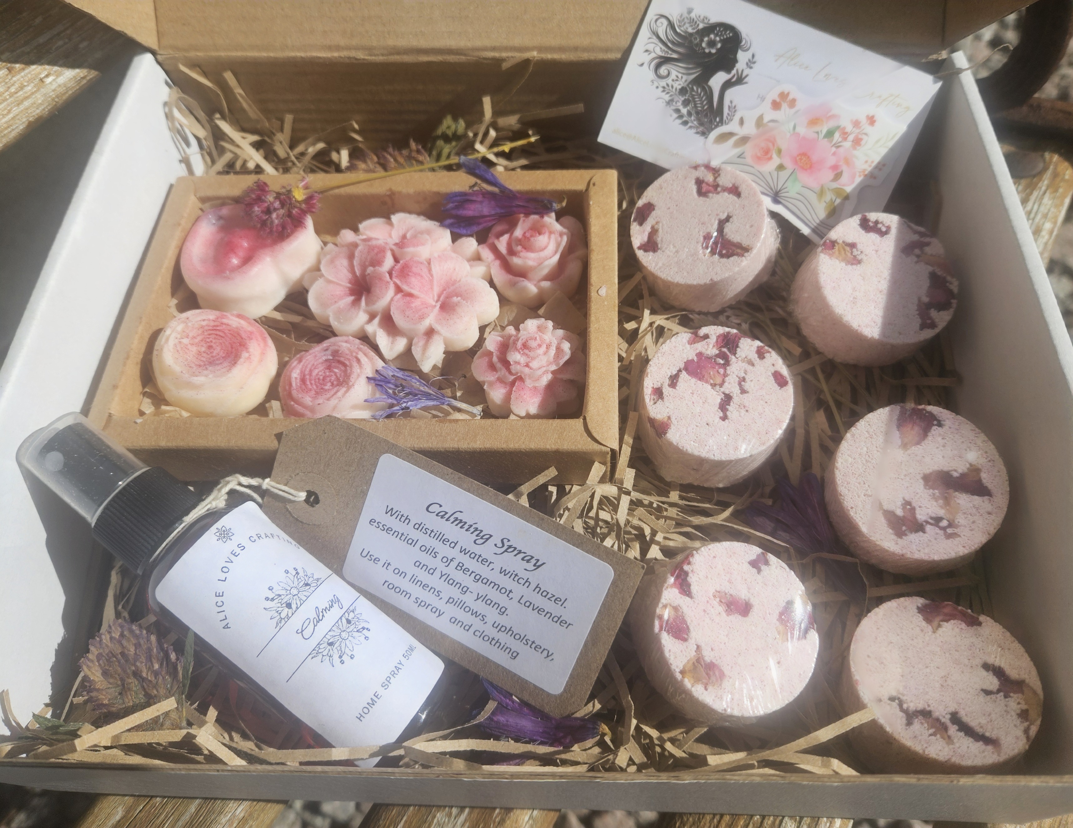 Natural Spa Gift Set, Bath Melts, Shower Steamers, Calming Spray
