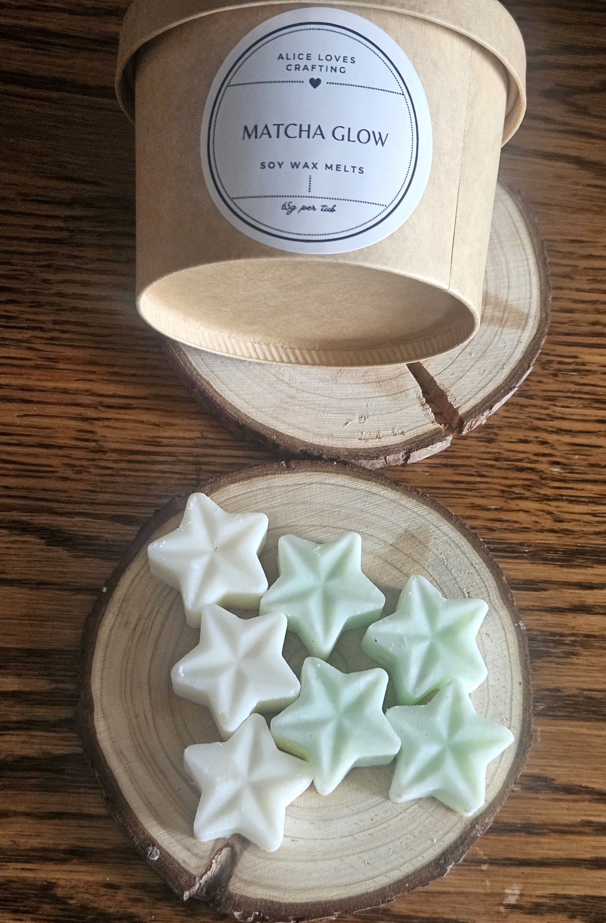 Handmade  Soy Wax Melts, Matcha Glow, Star-shaped, Vegan fragrance