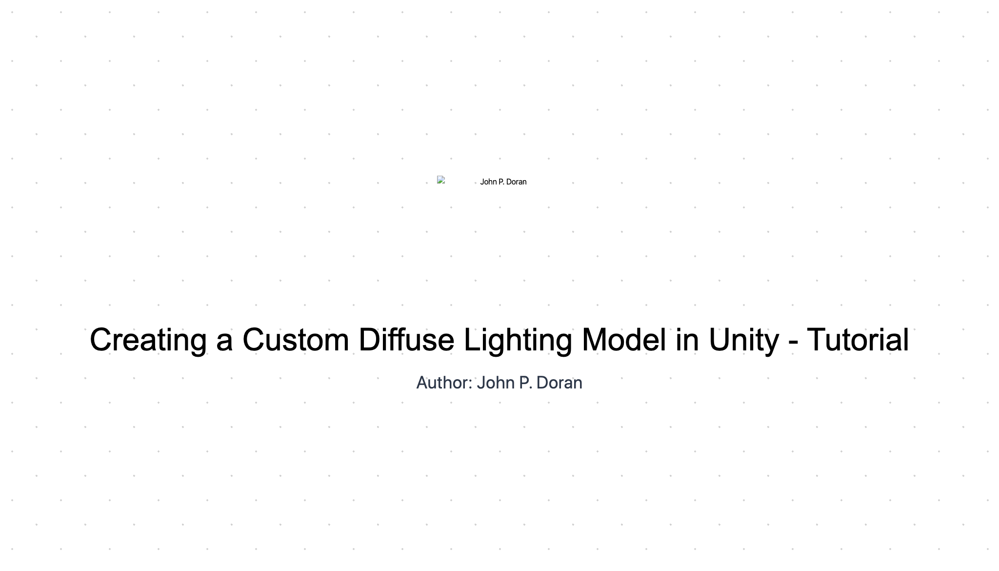 Creating a Custom Diffuse Lighting Model in Unity - Tutorial