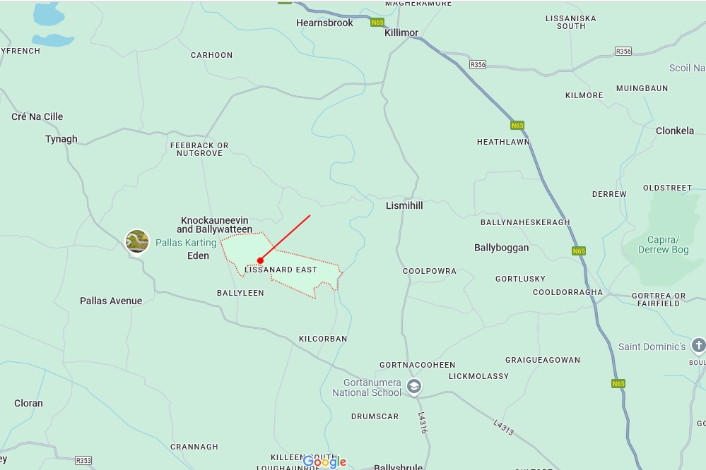 overview of the area with Lissanard East marked