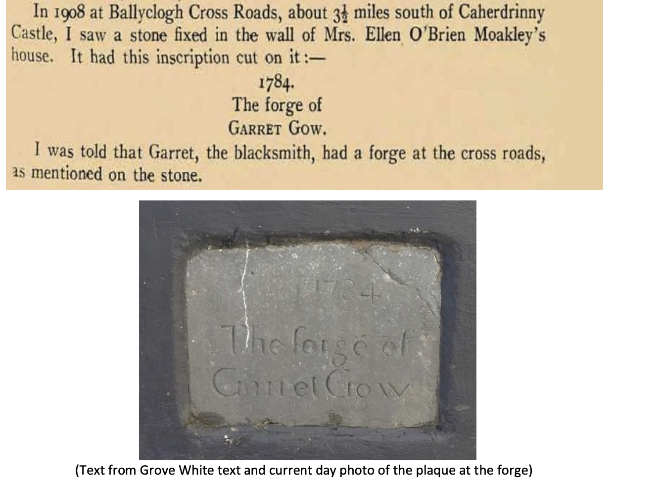 Grove White text and current day photo